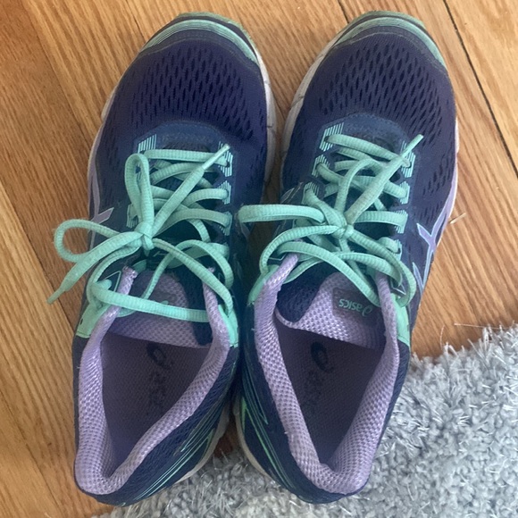 Asics Purple and Green Running Shoes - Picture 3 of 7